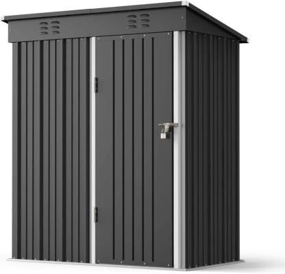 Zocalo Cobertizo de Almacenamiento para Exteriores 162x95x181cm Cobertizo con Rejillas de Ventilación y Cerradura, Casa de Almacenamiento de Metal Impermeable, Almacen para Patio Trasero, Jardín