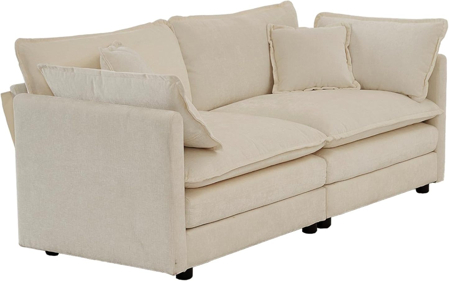 Neylory - Sofá de dos plazas con 2 almohadas para sala de estar, recámara, departamento, 2 plazas de felpilla para asiento profundo