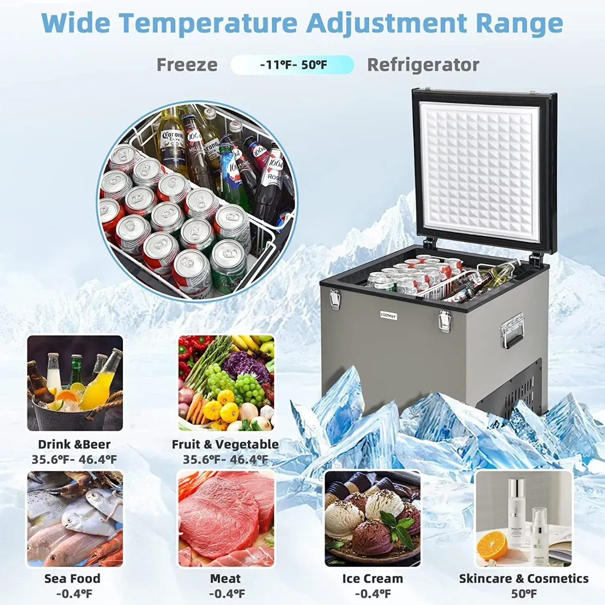 Refrigerador De Automóvil De 68 Cuartos, Congelador Portátil