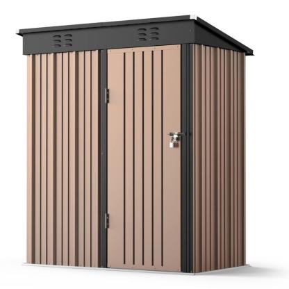 Zocalo Cobertizo de Almacenamiento para Exteriores 162x95x181cm Cobertizo con Rejillas de Ventilación y Cerradura, Casa de Almacenamiento de Metal Impermeable, Almacen para Patio Trasero, Jardín