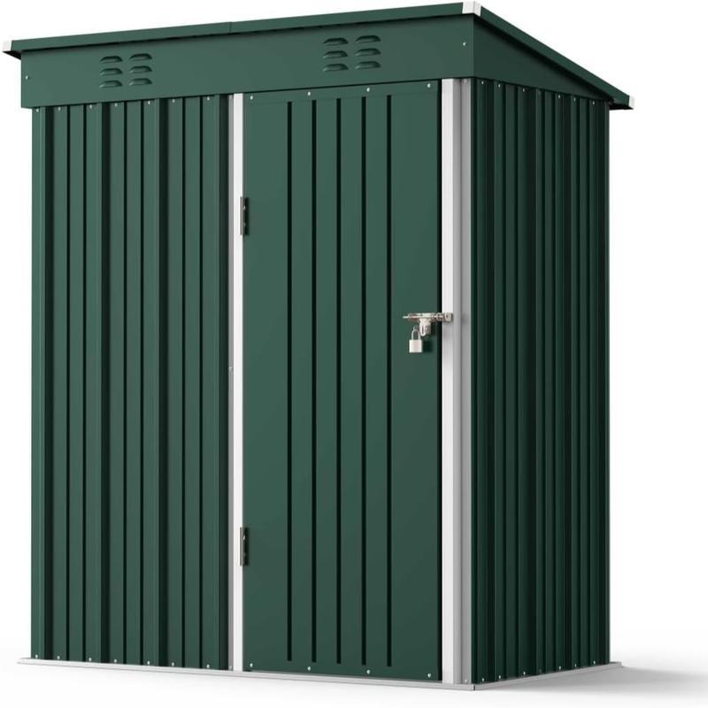 Zocalo Cobertizo de Almacenamiento para Exteriores 162x95x181cm Cobertizo con Rejillas de Ventilación y Cerradura, Casa de Almacenamiento de Metal Impermeable, Almacen para Patio Trasero, Jardín