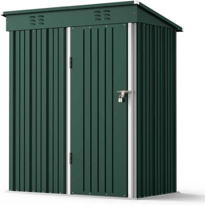 Zocalo Cobertizo de Almacenamiento para Exteriores 162x95x181cm Cobertizo con Rejillas de Ventilación y Cerradura, Casa de Almacenamiento de Metal Impermeable, Almacen para Patio Trasero, Jardín