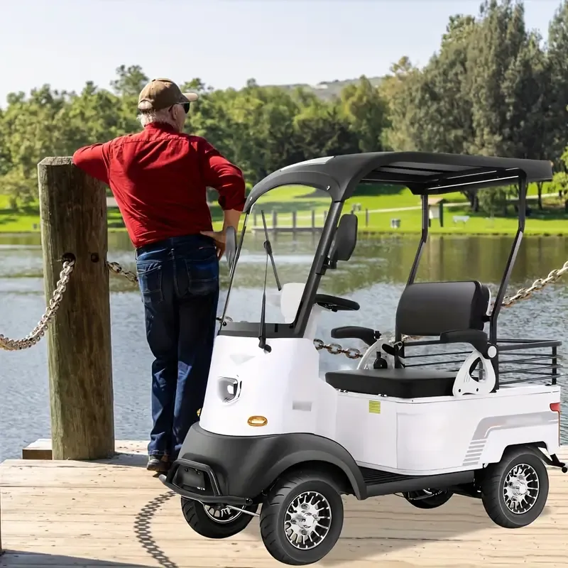 Scooter de movilidad de 4 ruedas para adultos, 50 millas de alcance, 18 mph, faro, cesta, cargador, llave remota, scooter de movilidad compacto y resistente para viajes, adultos, ancianos