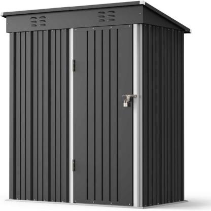 Zocalo Cobertizo de Almacenamiento para Exteriores 162x95x181cm Cobertizo con Rejillas de Ventilación y Cerradura, Casa de Almacenamiento de Metal Impermeable, Almacen para Patio Trasero, Jardín