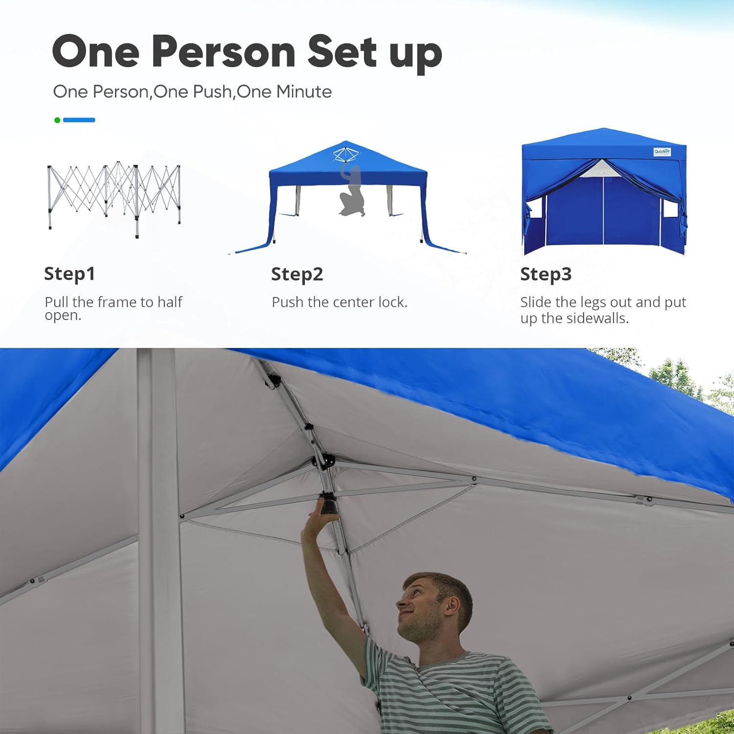 Quictent - Tienda de campaña desplegable de privacidad de 10 x 10 pulgadas con paredes laterales y ventanas ventiladas enrollables, configuración para una persona, fácil refugio para eventos