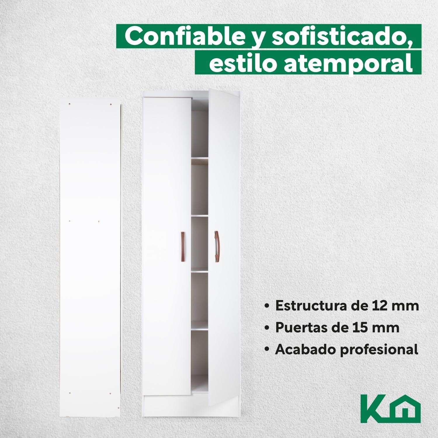 Kingshouse | Ropero De 6 Puertas con 2 Cajones – Color Café – Barra para Colgar – Estructura MDP – Mueble Organizador De Ropa – Armario para Casa, Recámara y Hogar
