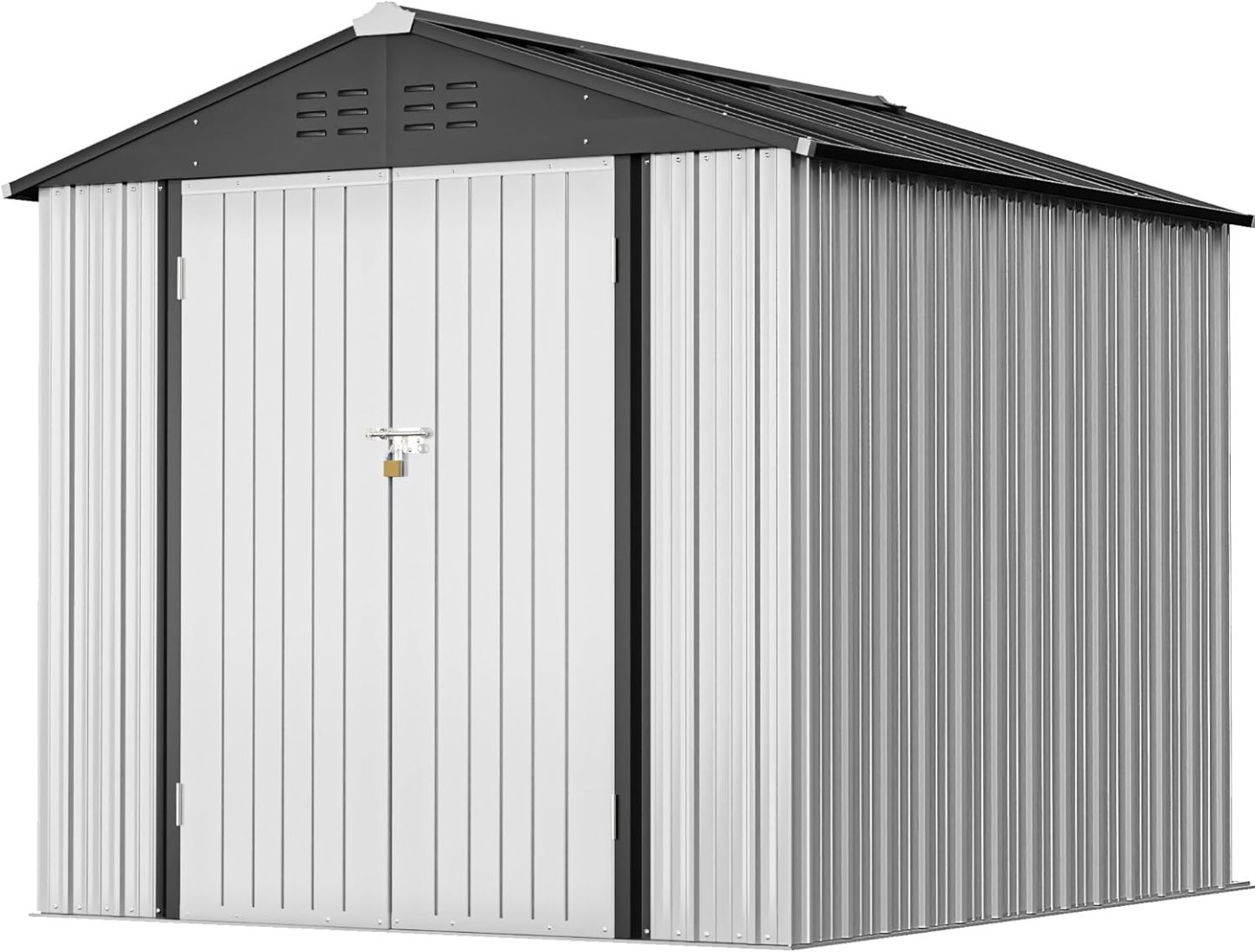 Greesum - Cobertizo de almacenamiento de metal para exteriores, 5 pies x 3 pies, herramienta de acero para cobertizo de almacenamiento con puerta y cerradura, para patio trasero, jardín, patio, césped (5 x 3 pulgadas), color café