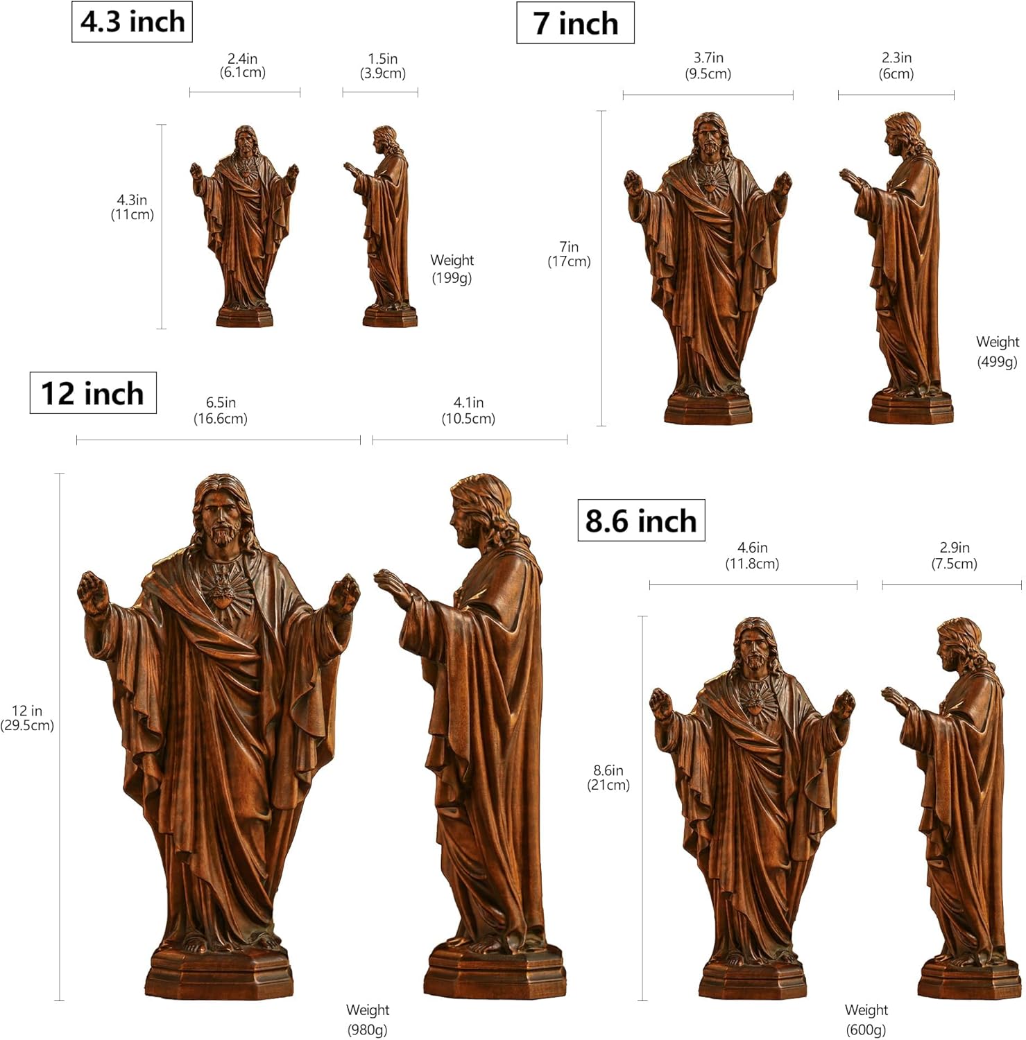 BGCOPPER - Estatua de madera de Virgen María, adorno de figura virgen católica, regalo religioso para decoración del hogar, Navidad, 8.6 pulgadas