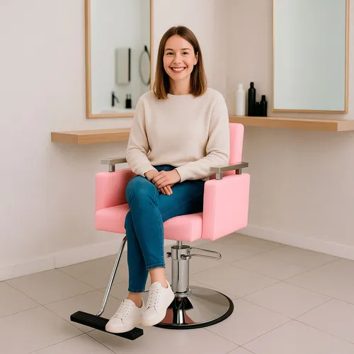 Sillon Silla Barberia Estetica Cuadrada 360° Moderna Color Rosa Tipo de respaldo Fijo Nanofort