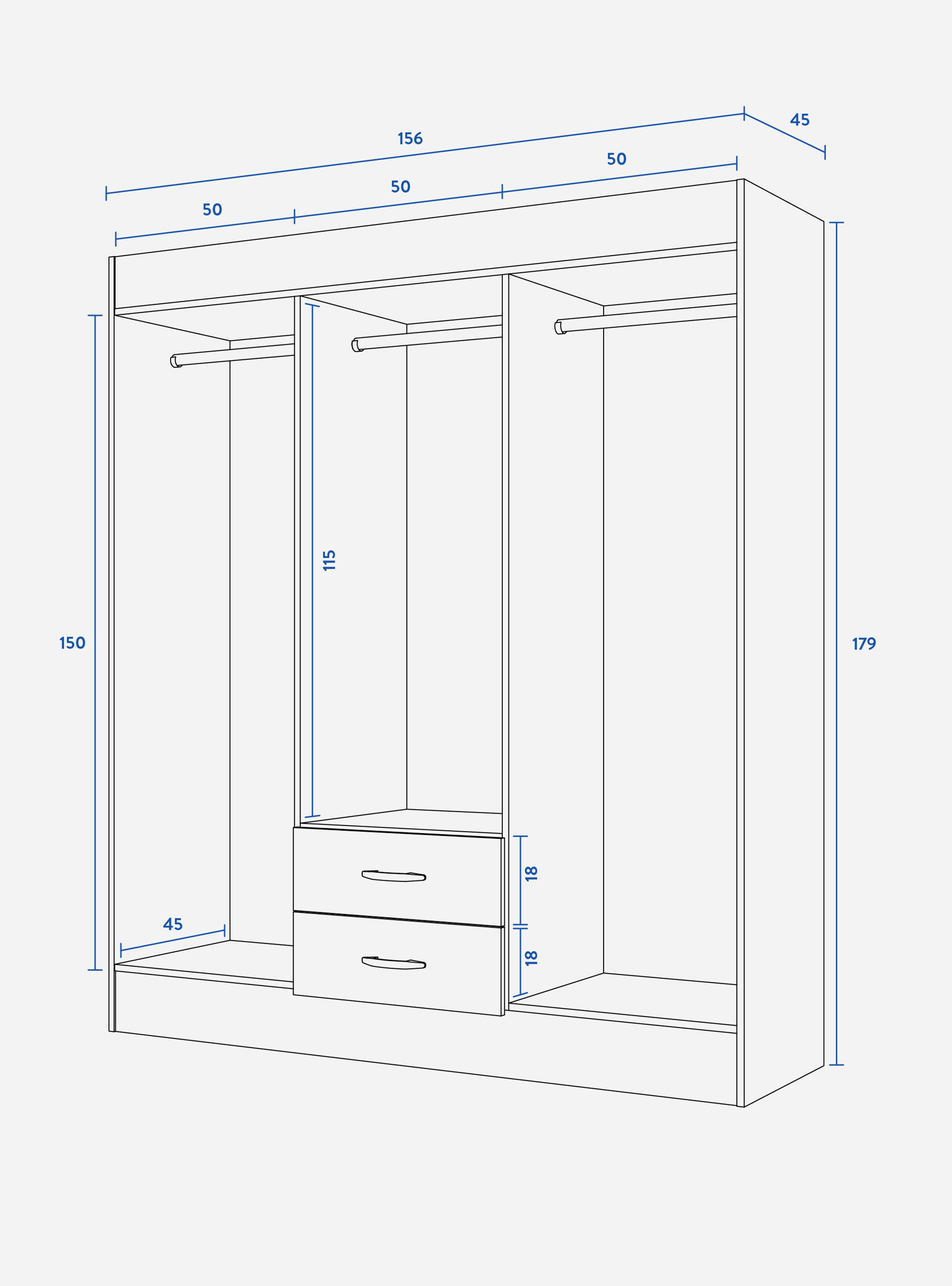 Set Muebles Dormitorio Clóset Trancura + Cómoda Fénix