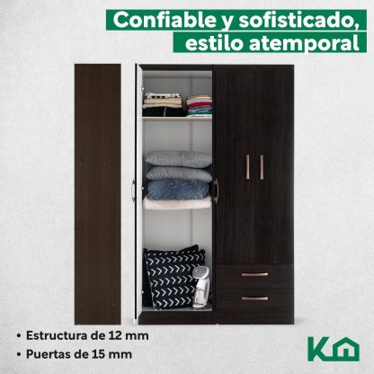 Kingshouse | Ropero De 6 Puertas con 2 Cajones – Color Café – Barra para Colgar – Estructura MDP – Mueble Organizador De Ropa – Armario para Casa, Recámara y Hogar