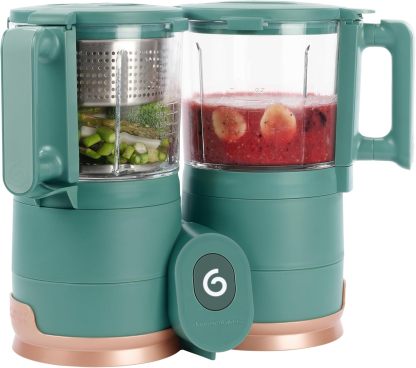 Babymoov Duo Meal 6 en 1: Procesador de Alimentos para Bebés con Vaporizador y Licuadora de Velocidades Múltiples, Calienta y Descongela (Aprobado por Nutricionistas), Gris