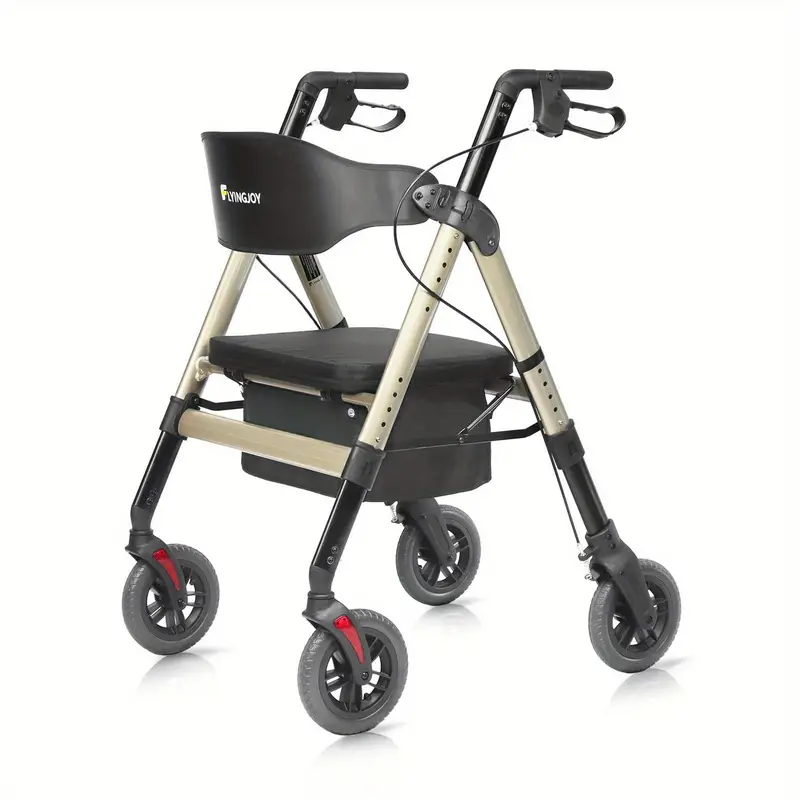 Andador de ruedas resistente para personas grandes de 450 libras, con asiento extra espacioso, NO apto para puertas estándar de 26" de ancho, un poco voluminoso para personas mayores ligeras
