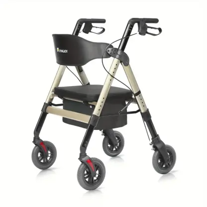 Andador de ruedas resistente para personas grandes de 450 libras, con asiento extra espacioso, NO apto para puertas estándar de 26" de ancho, un poco voluminoso para personas mayores ligeras