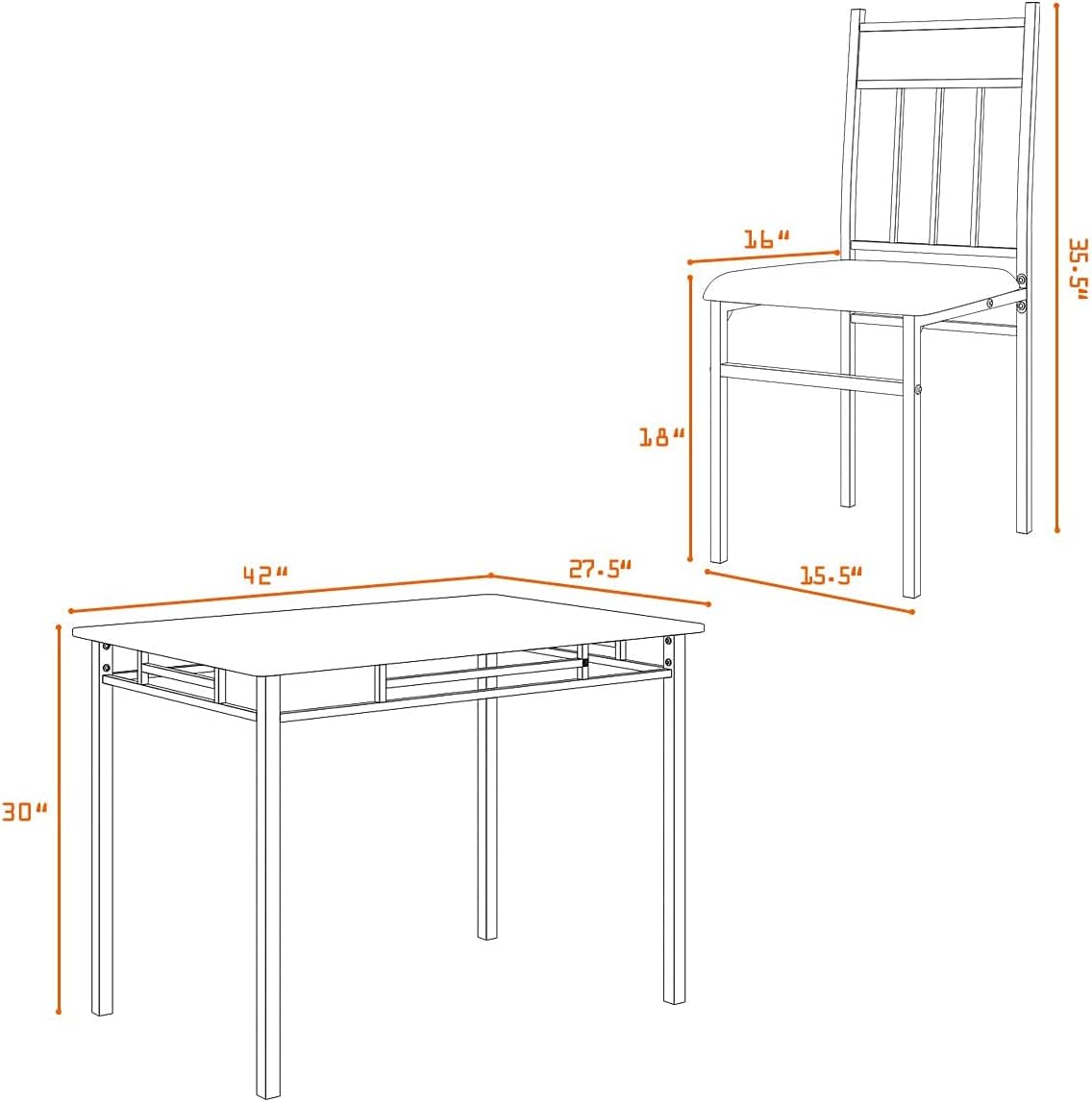 Juego de mesa de comedor de cocina de 5 piezas Tangkula, juego de mesa y sillas modernas que incluye 1 mesa rectangular y cuatro sillas de respaldo alto, marco de metal y asiento acolchado, tablero de mesa de mármol sintético (gris)