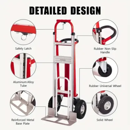 Carro industrial plegable de alta resistencia con capacidad de 1000 libras, diseño 3 en 1, con 4 ruedas, plataforma plegable, carretilla de mano de aluminio para mudanzas en almacenes, supermercados, jardines.
