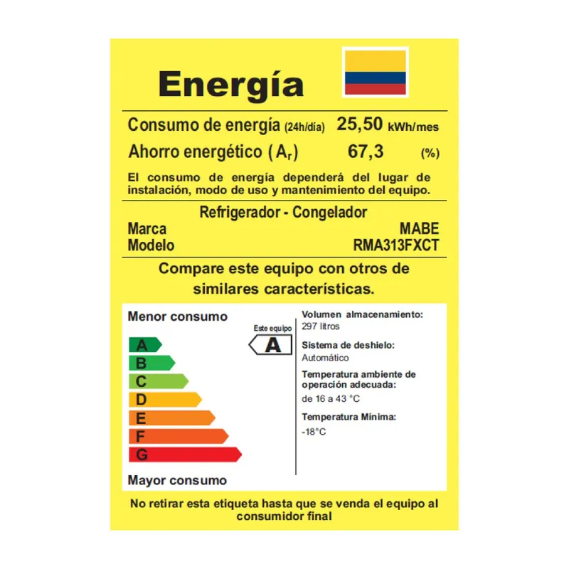 Refrigerador No Frost 313 Ltrs Brutos Platinum Mabe RMA313FXCT