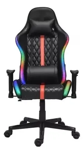 Set Gamer Silla + Escritorio Led Rgb Porta Vasos Reclinable