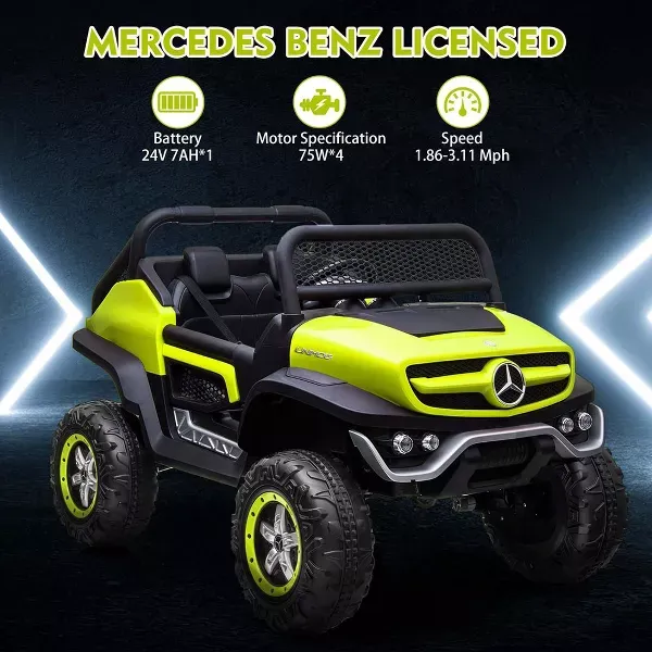 Camión de paseo de 24V para niños, coche eléctrico de 2 plazas con licencia Mercedes Benz para niños pequeños, juguete para montar con Control remoto