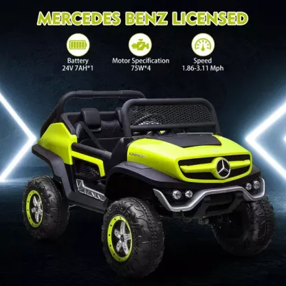 Camión de paseo de 24V para niños, coche eléctrico de 2 plazas con licencia Mercedes Benz para niños pequeños, juguete para montar con Control remoto