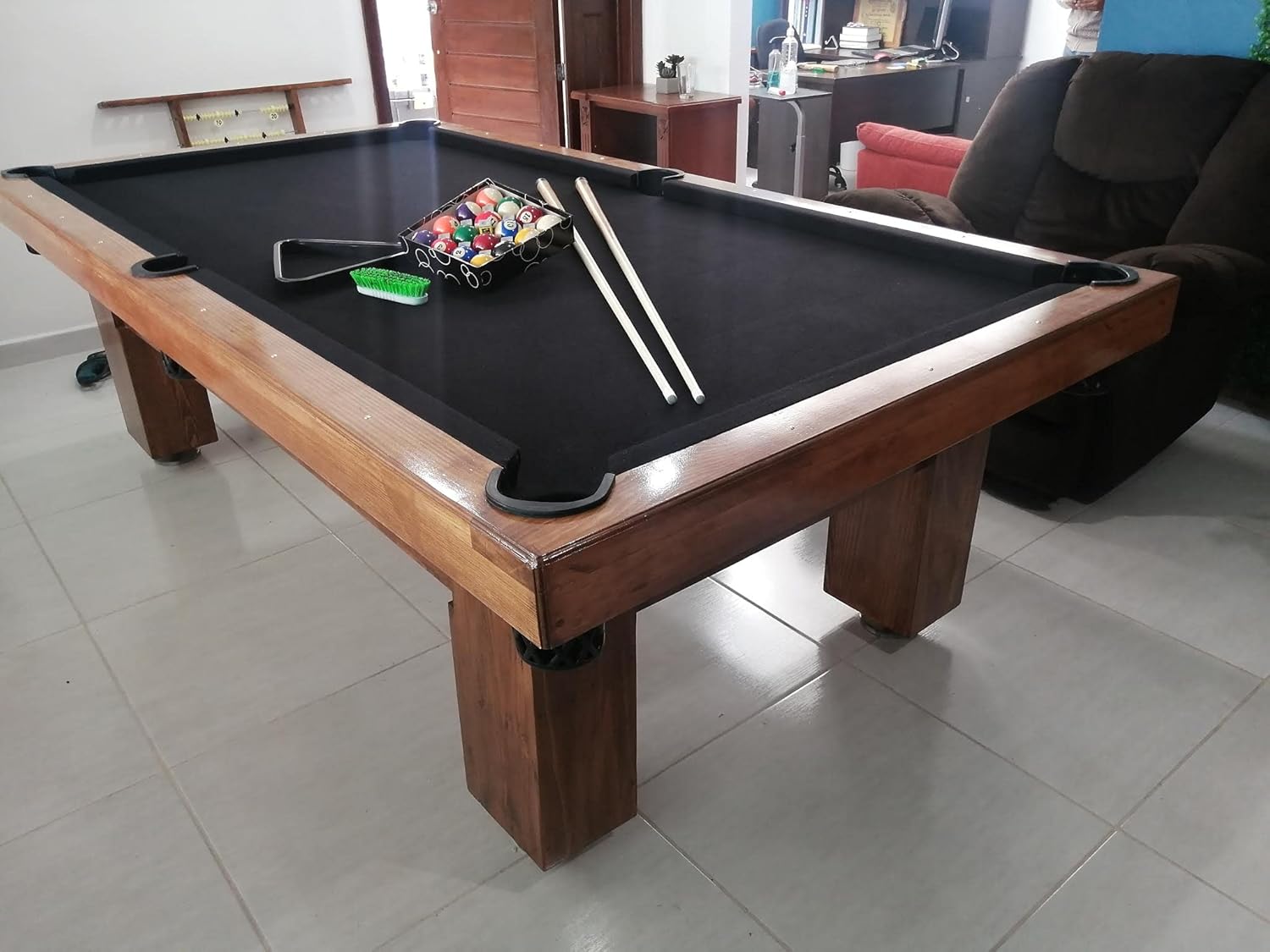 Mesa de Billar con Cubierta para Comedor Hecha a Mano en México Mesas Profesionales (Rojo)