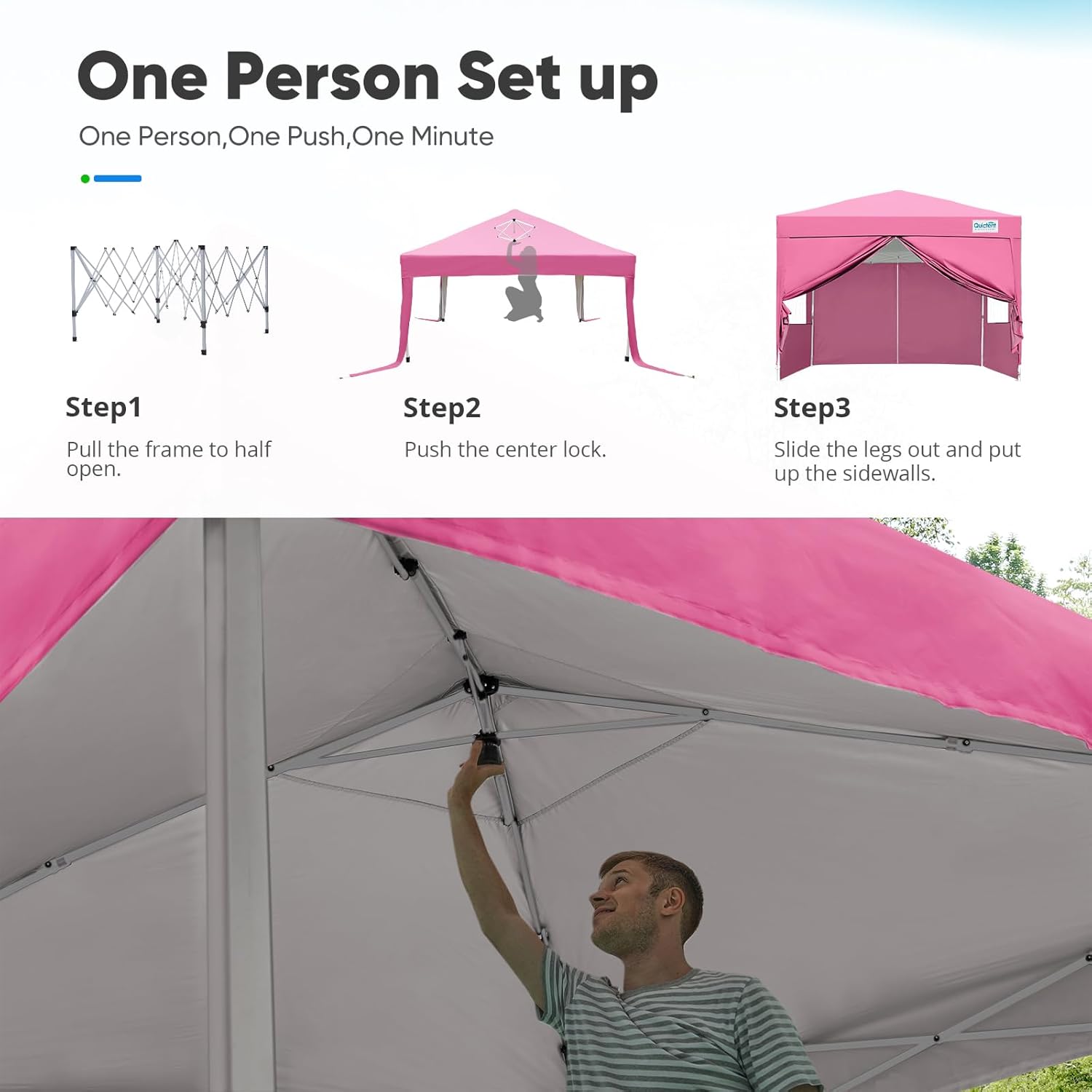 Quictent - Tienda de campaña desplegable de privacidad de 10 x 10 pulgadas con paredes laterales y ventanas ventiladas enrollables, configuración para una persona, fácil refugio para eventos