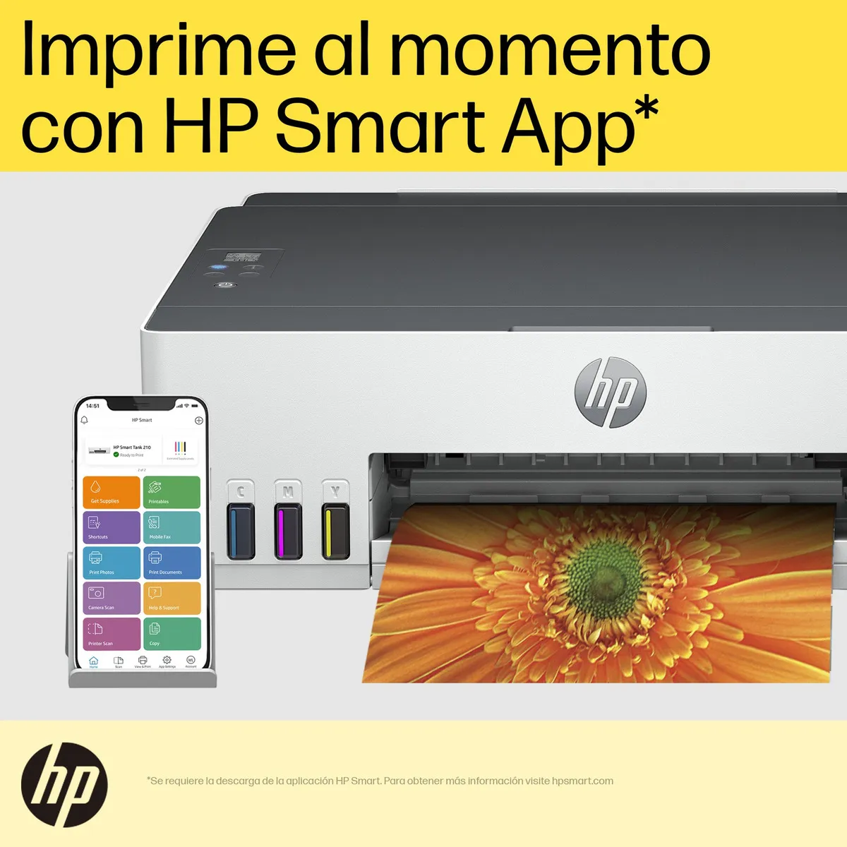Impresora HP Smart Tank 210 Tinta Continua Color Wifi Smart App Dúplex Manual