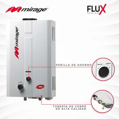 Boiler De Paso Flux Mirage de 6 Litros Por Minuto Gas Natural Mirage MBF06EF