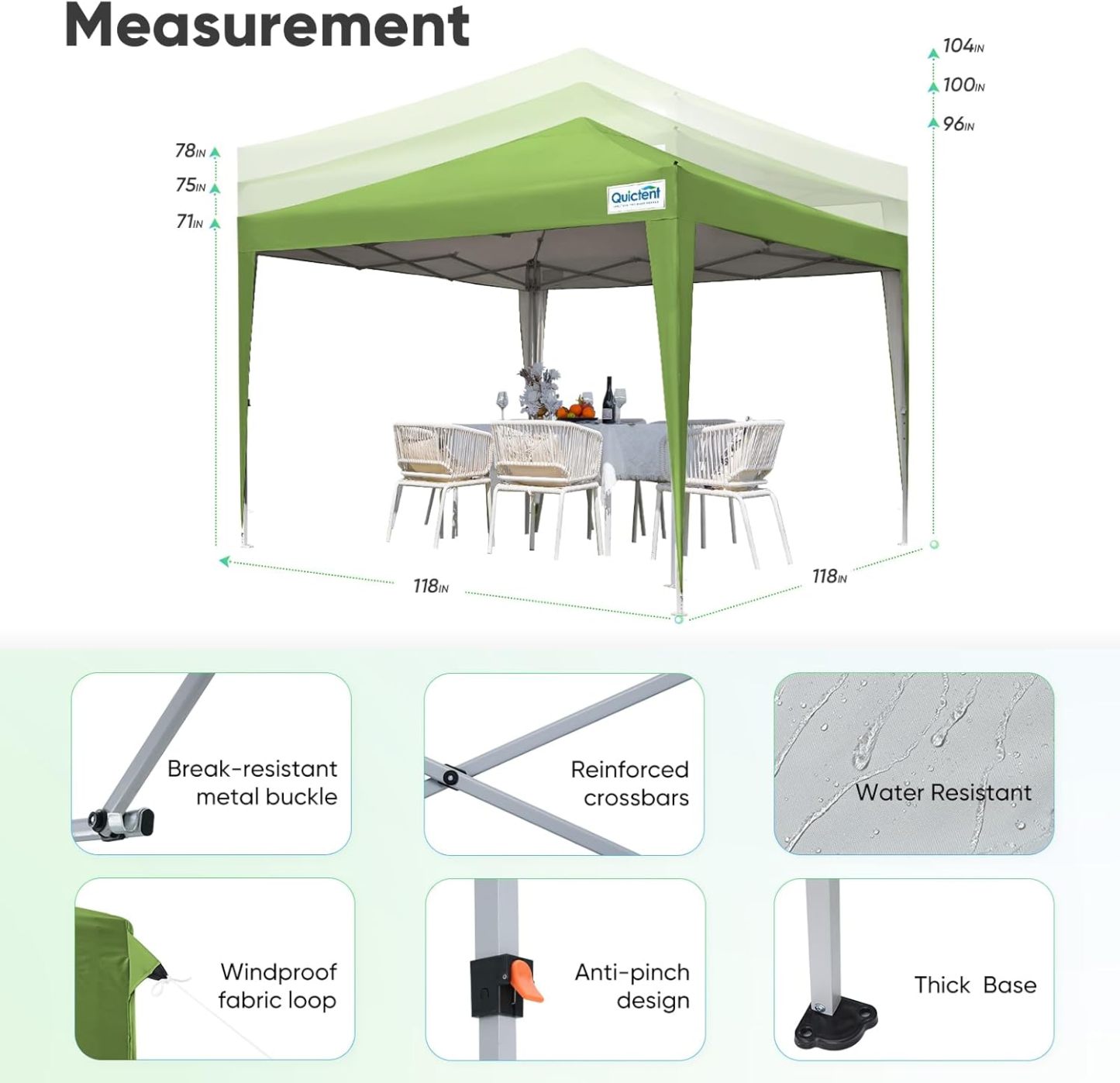 Quictent - Tienda de campaña desplegable de privacidad de 10 x 10 pulgadas con paredes laterales y ventanas ventiladas enrollables, configuración para una persona, fácil refugio para eventos