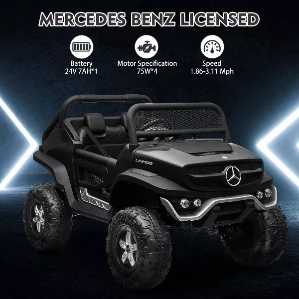 Camión de paseo de 24V para niños, coche eléctrico de 2 plazas con licencia Mercedes Benz para niños pequeños, juguete para montar con Control remoto