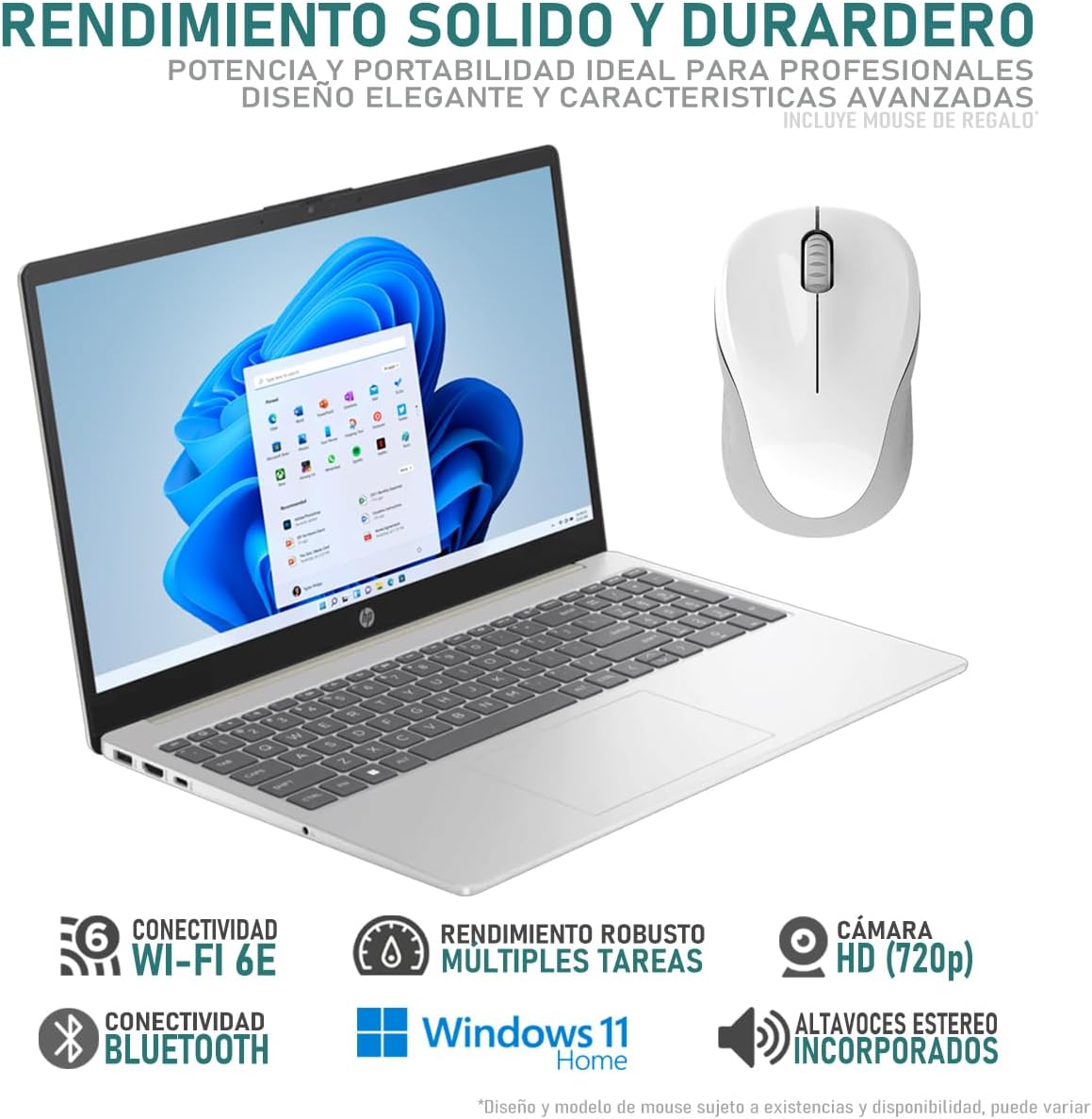 HP Laptop 15 Intel Core i5 1235U 16GB RAM 256GB SSD 15.6" Windows 11 Home Teclado en Ingles + Mouse DXT
