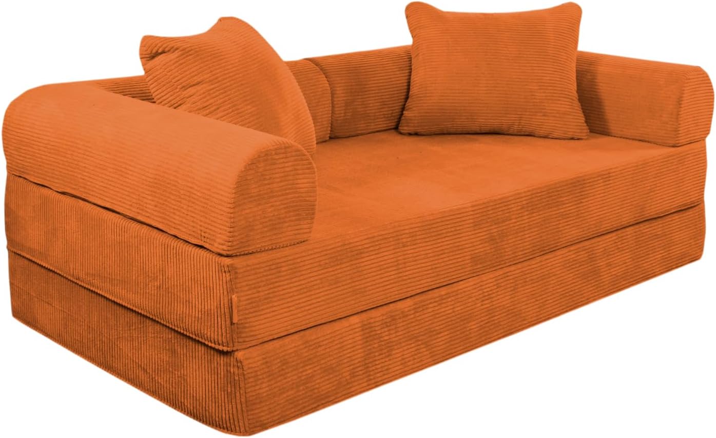 Sofá Cama Teddy Luxe | Diseño Convertible | Hecho 100% de Espuma | Comodidad y Versatilidad | 200x100x65 cm (Chocolate)