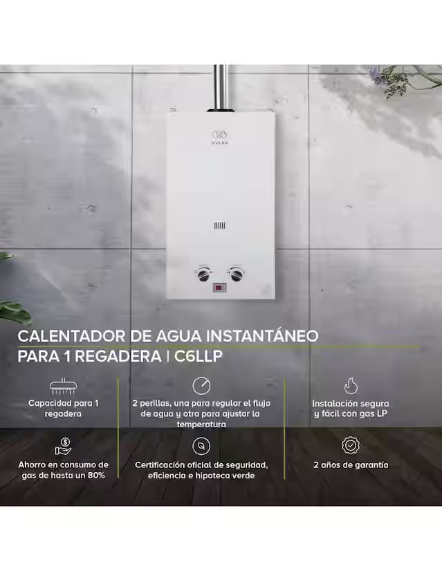 Calentador de paso C6L 6 L gas lp
