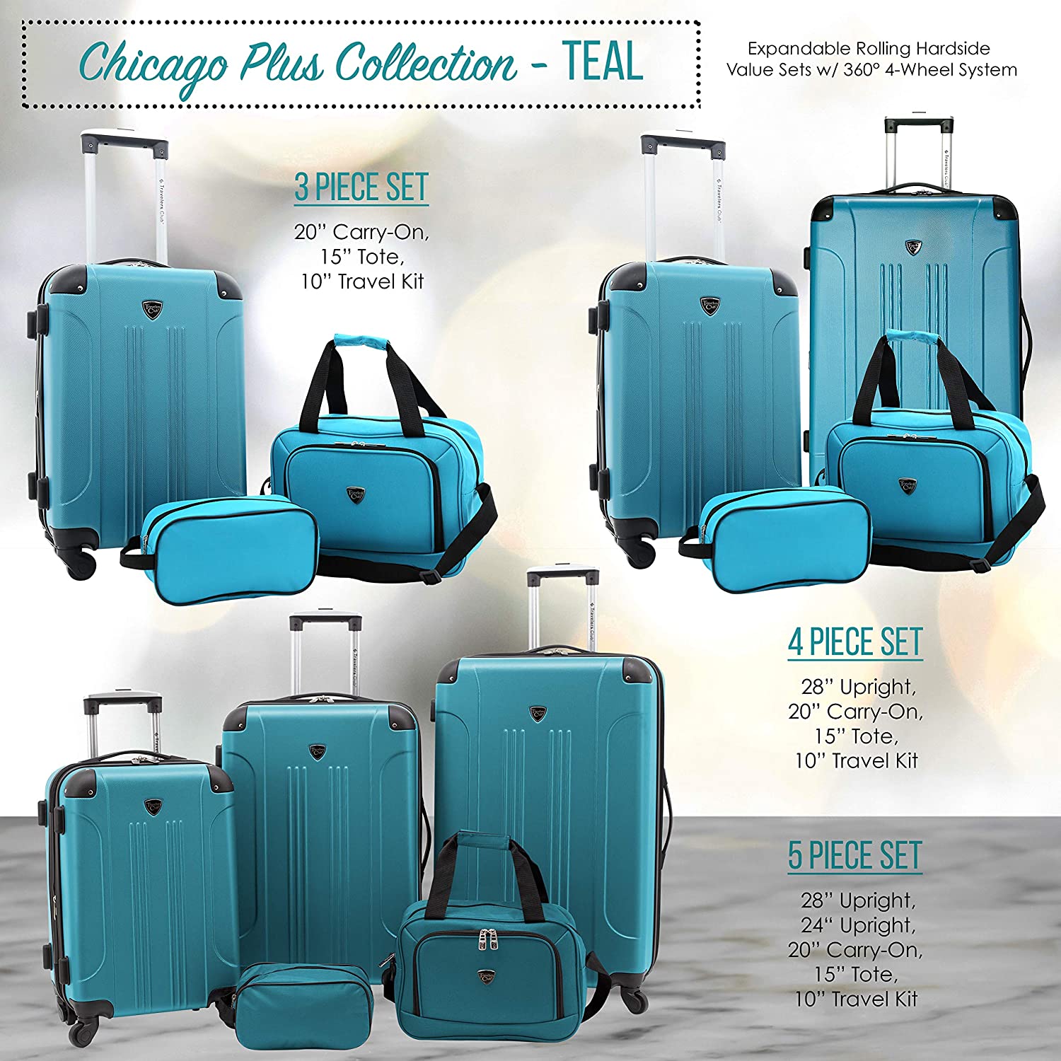 Equipaje giratorio extensible duro de Travelers Club Chicago-----Máscara para ojos