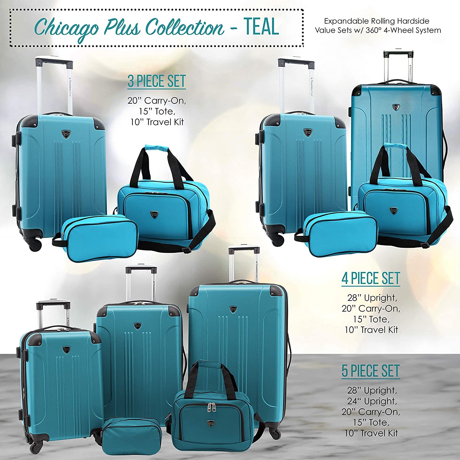 Equipaje giratorio extensible duro de Travelers Club Chicago-----Máscara para ojos