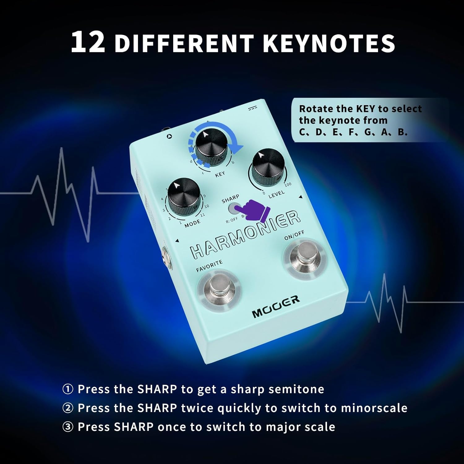 MOOER Harmonier - Procesador de efectos vocales para guitarra, pedal vocal, micrófono para grabación de transmisión en vivo (MVP2)