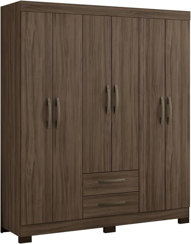Skal Living Ropero Closet Moderno 6 Puertas y 2 Cajones NT5130 Nogal