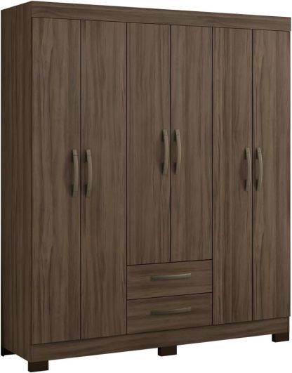 Skal Living Ropero Closet Moderno 6 Puertas y 2 Cajones NT5130 Nogal