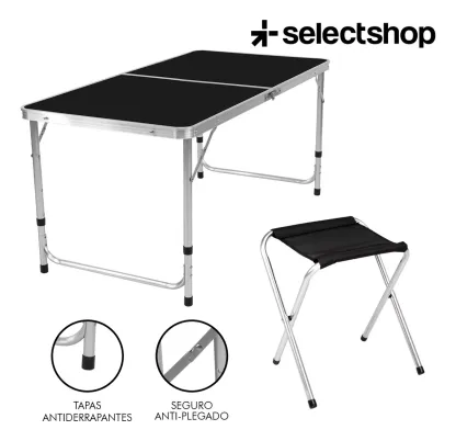 Mesa Plegable Tipo Portafolio 1.20 M Con 4 Sillas Portátiles-clavo