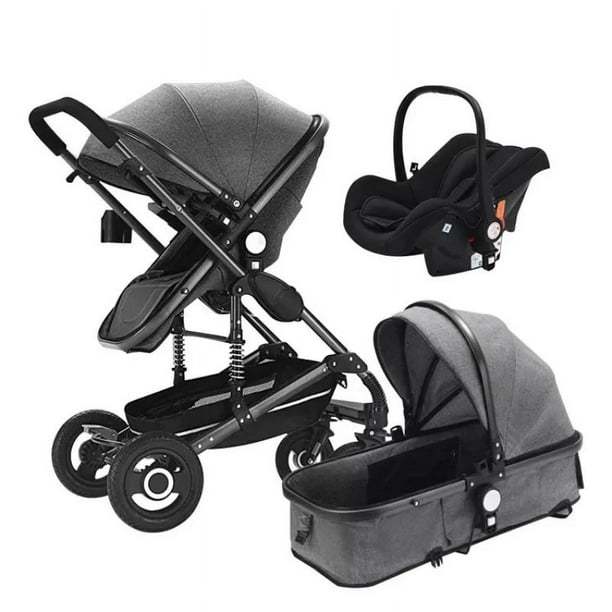 Cochecito de bebé 3 en 1 multifuncional Absorción de impactos Carro para recién nacidos Puede sentarse o acostarse Cochecito de bebé de lujo con paisaje alto ShopWise Round