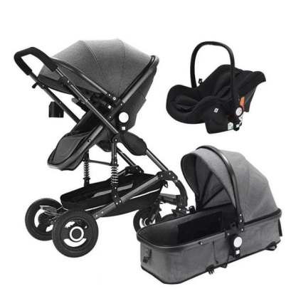 Cochecito de bebé 3 en 1 multifuncional Absorción de impactos Carro para recién nacidos Puede sentarse o acostarse Cochecito de bebé de lujo con paisaje alto ShopWise Round