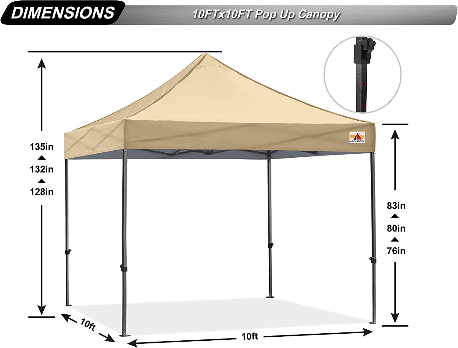 ABCCANOPY Kingkong-Series - Juego de Dosel instantáneo Comercial de 10 x 10 pies (Incluye Bolsa de Transporte de 30 Colores), Azul (Sky Blue)