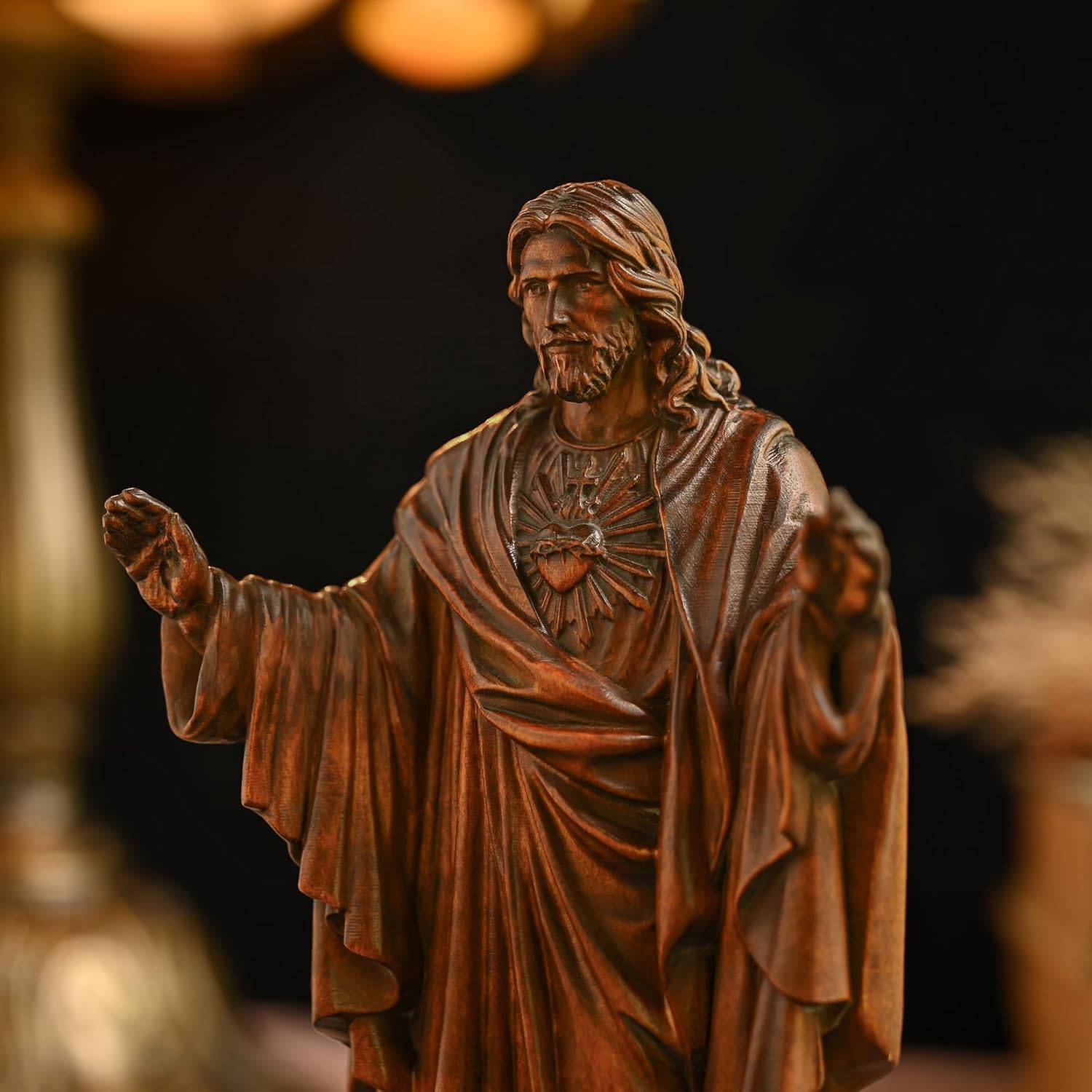 BGCOPPER - Estatua de madera de Virgen María, adorno de figura virgen católica, regalo religioso para decoración del hogar, Navidad, 8.6 pulgadas