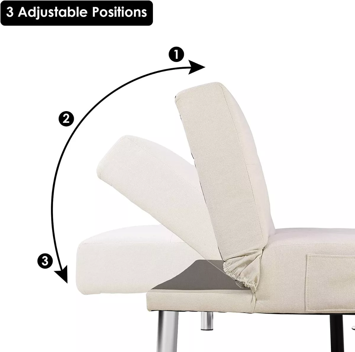 Sofá cama futón plegable portavasos de piel sintética marrón 