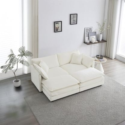 Neylory - Sofá de dos plazas con 2 almohadas para sala de estar, recámara, departamento, 2 plazas de felpilla para asiento profundo