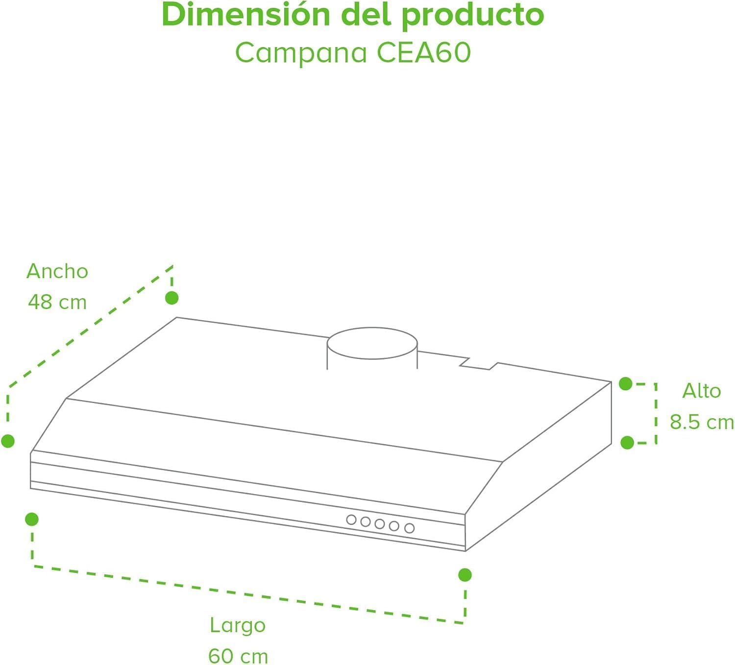 AVERA Combo Parrilla de Gas 4 Quemadores + Campana de Pared 60cm | Acero Inoxidable, Encendido Electrónico, Filtros Lavables y de Carbón, Iluminación LED, Succión de 3 Velocidades | AI4 + CEA60