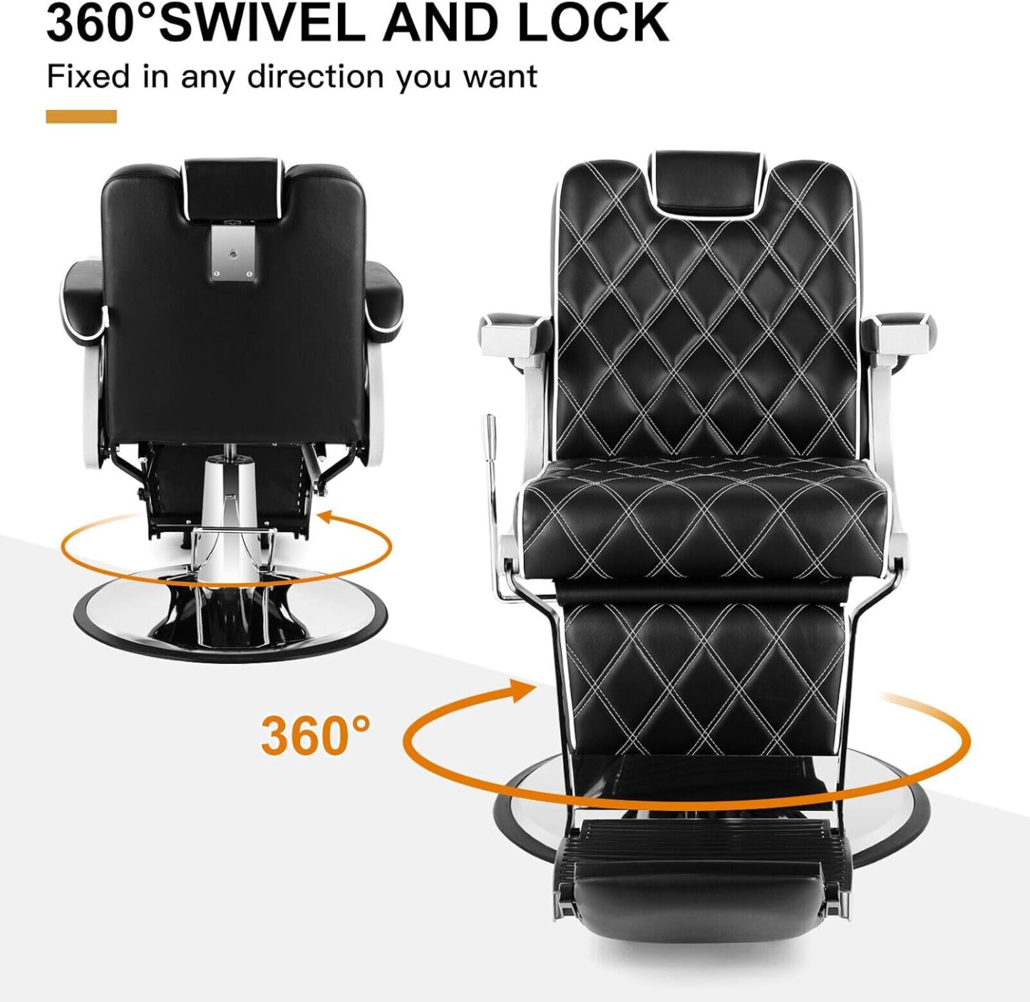 Silla de peluquería multiusos con respaldo ancho, silla reclinable para peluquero, silla de tatuaje, silla de maquillaje para equipo de salón (negro)