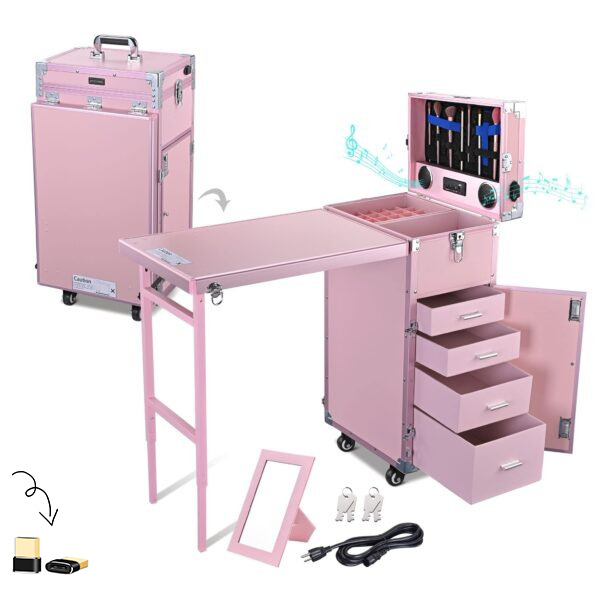 ¡Solo MXN699 por 24 horas! Mesa de manicura con ruedas ¡Estación de maquillaje!