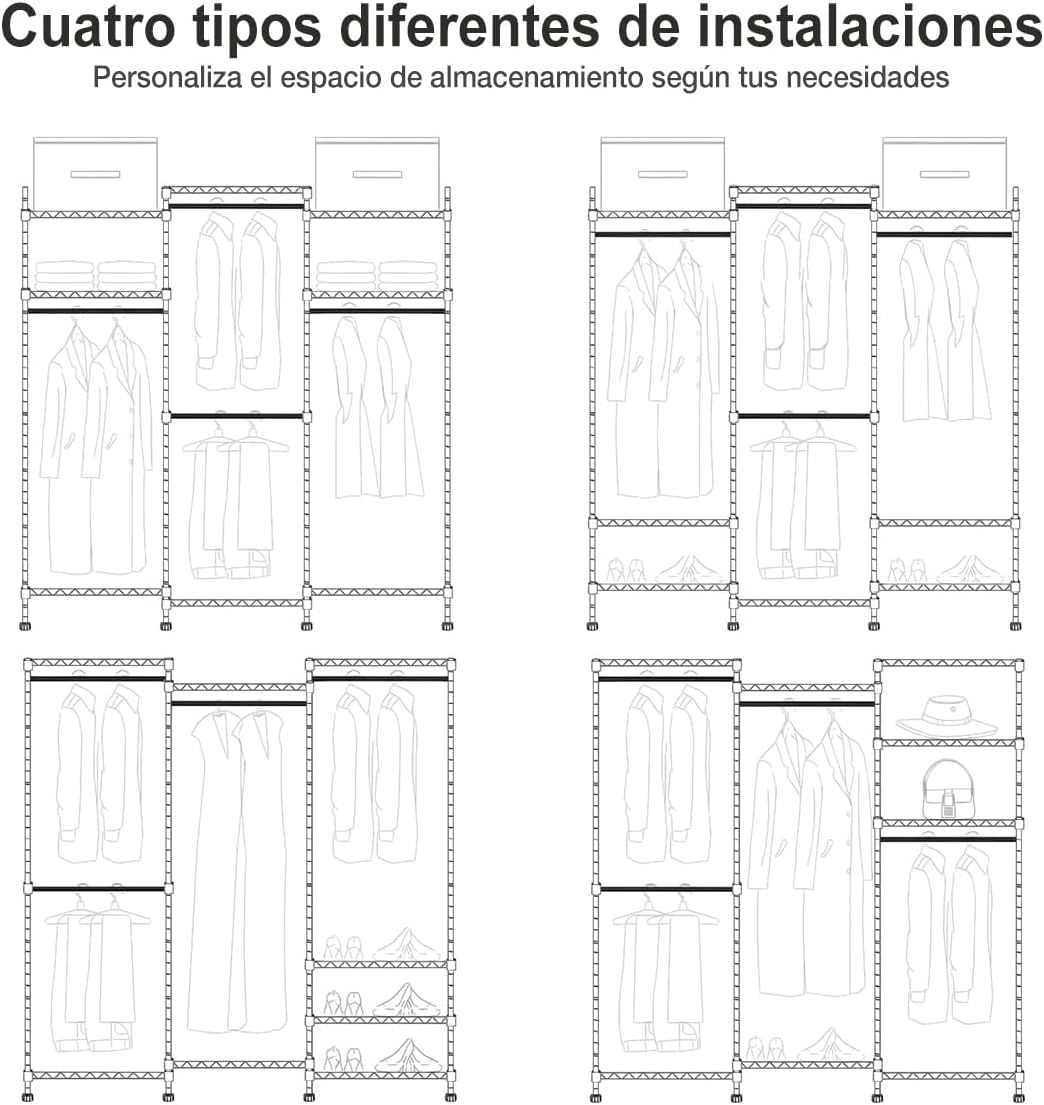 MXLENOBLE Estante de 5 repisas, Estantería de Almacenamiento Ajustable de estantes, Resistente en Ruedas de 4 Pulgadas, Estante Organizador de Metal, Cromado (IC085-B)