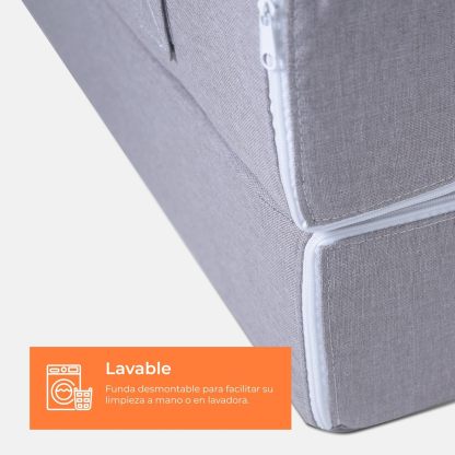 AGUSTO Sofá Cama Matrimonial Multifunción Colchon Plegable Futon Chaise Sillon Puff (Gris Oxford)